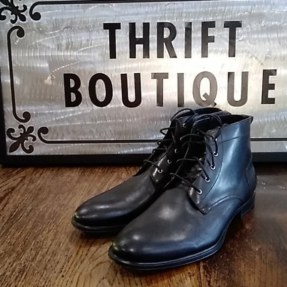 Franklin & Freeman Black Leather Boots Size 11.5 - Picture 1 of 9